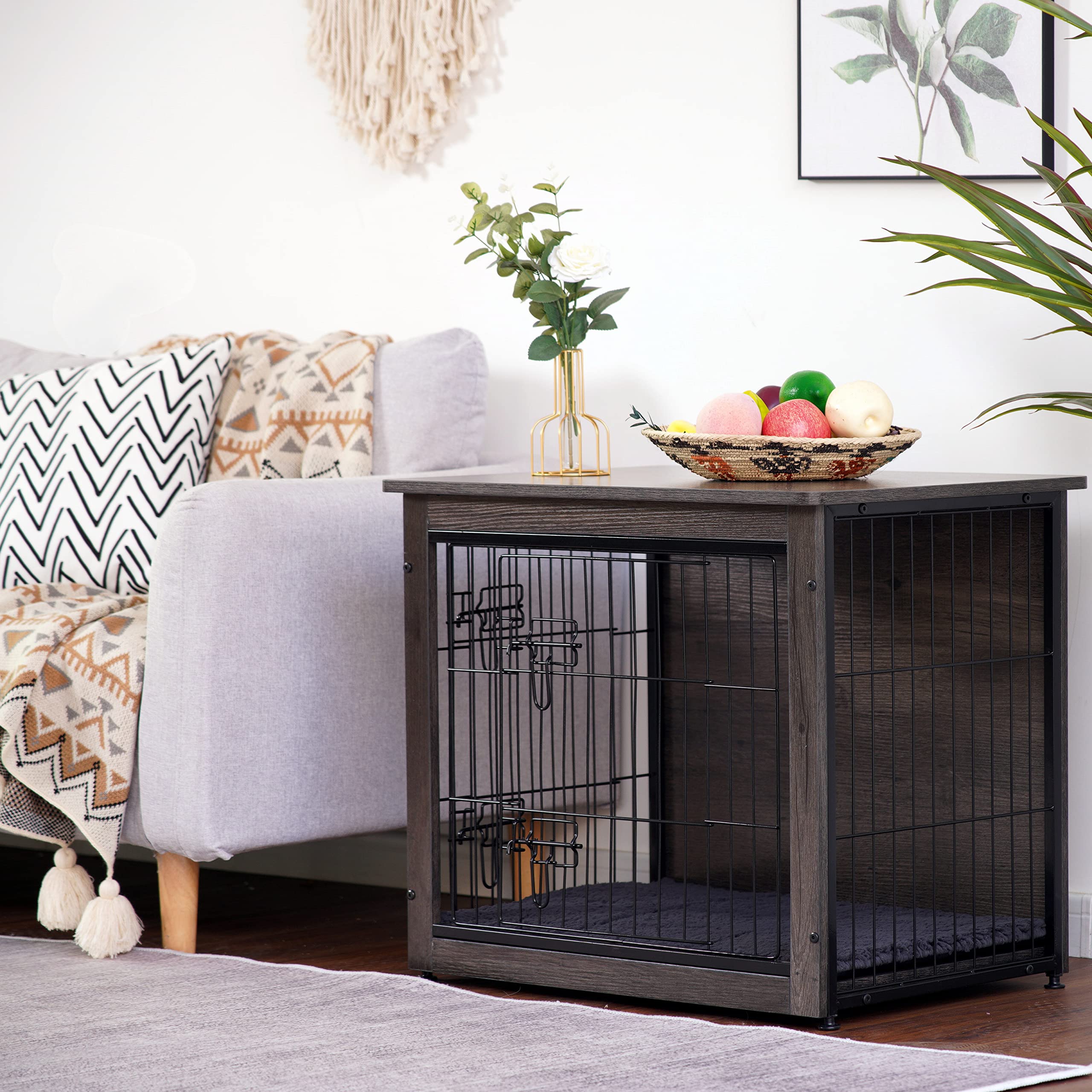 Dwanton dog crate double doors provide easy in and out access for pets.