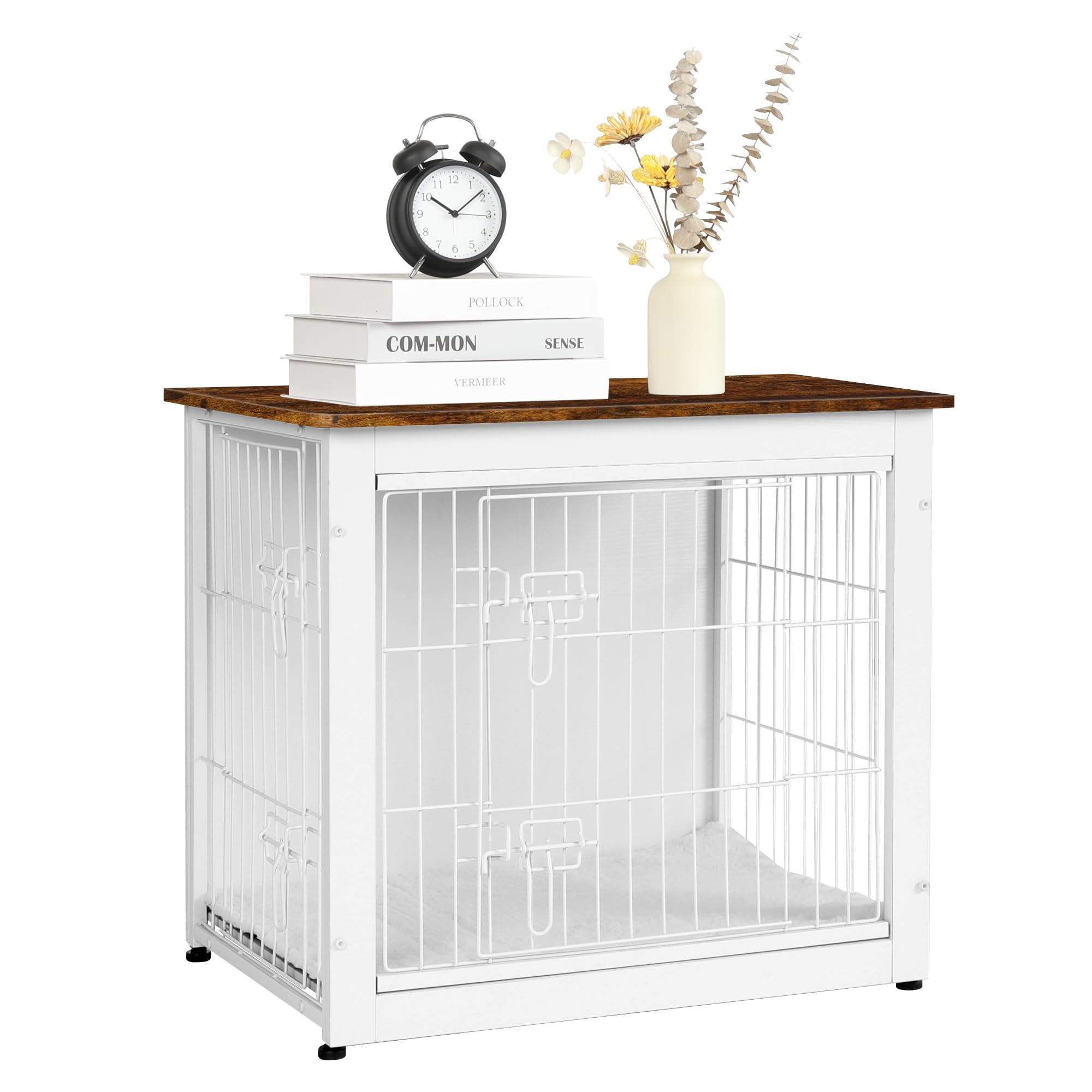 Dwanton dog crate adjustable feet keep the table stable on uneven floors.