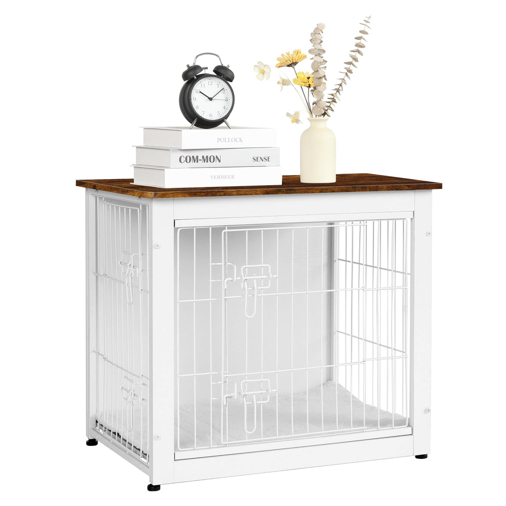 Dwanton dog crate adjustable feet keep the table stable on uneven floors.