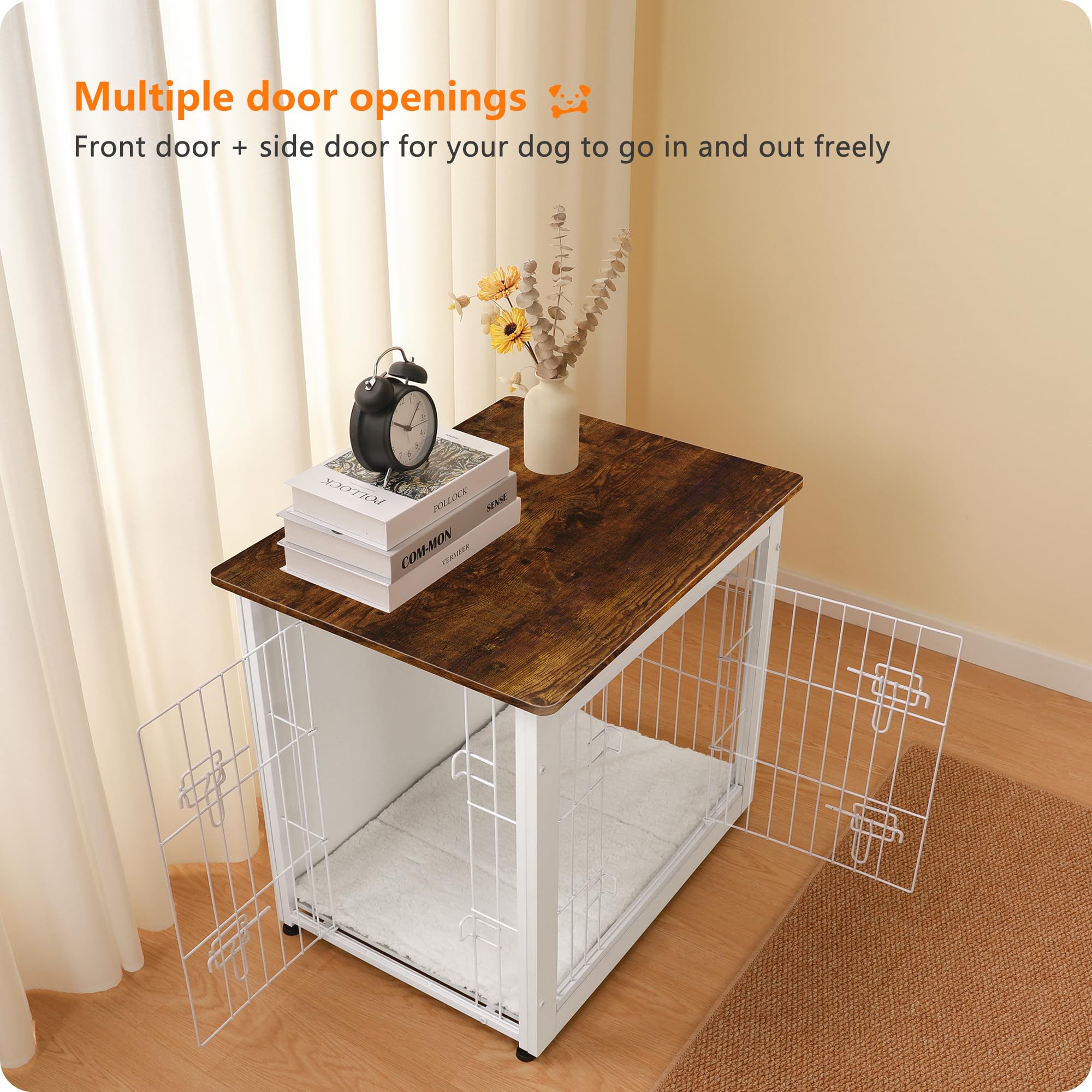 Dwanton dog crate cushion inside provides cozy rest during crate time.