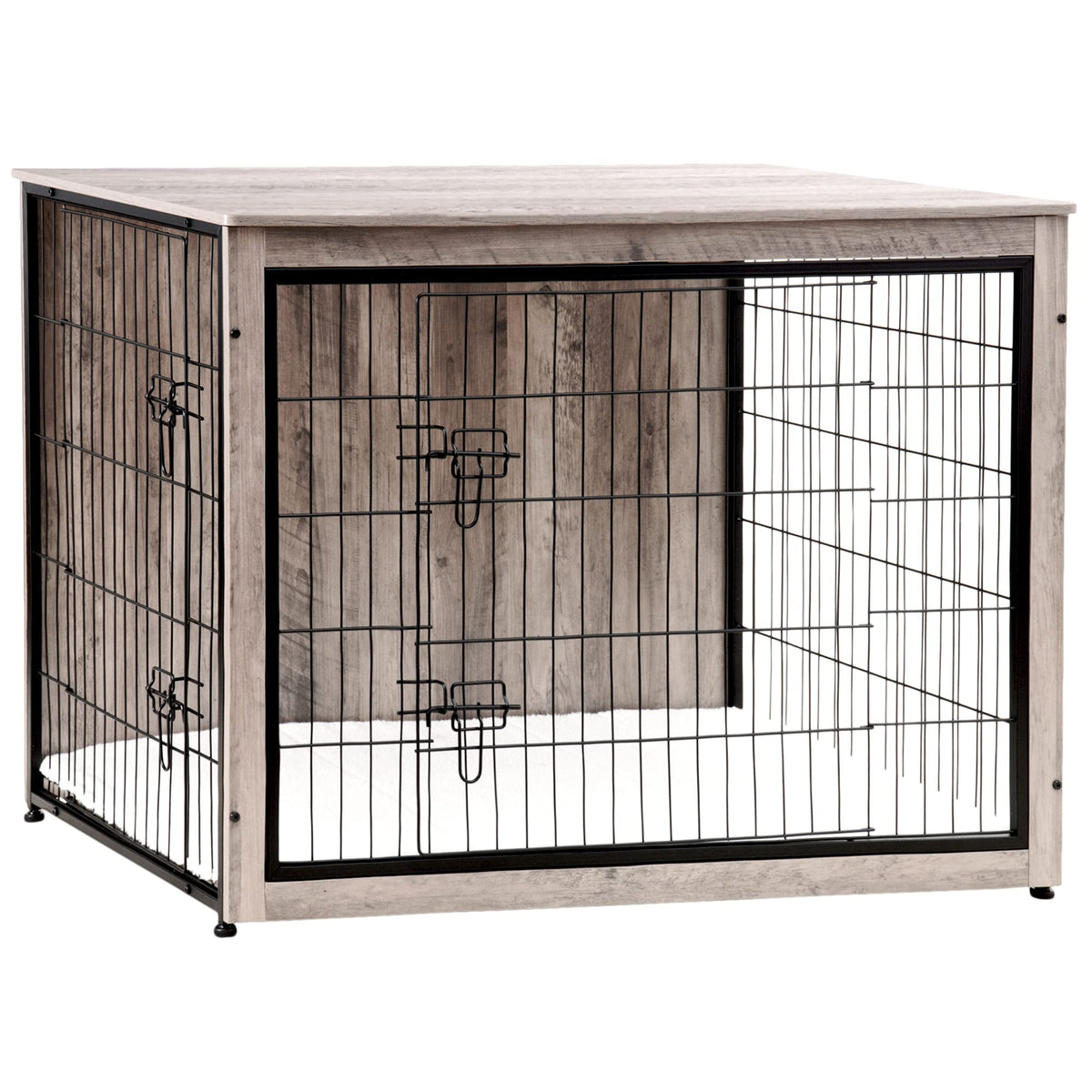 Dwanton dog crate furniture with cushion shows a cozy interior resting area