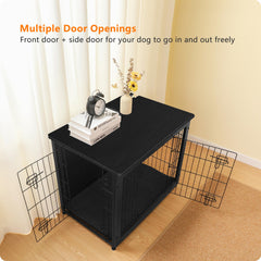 Dwanton dog crate furniture double-doors-open highlights easy access for pets and caregivers.