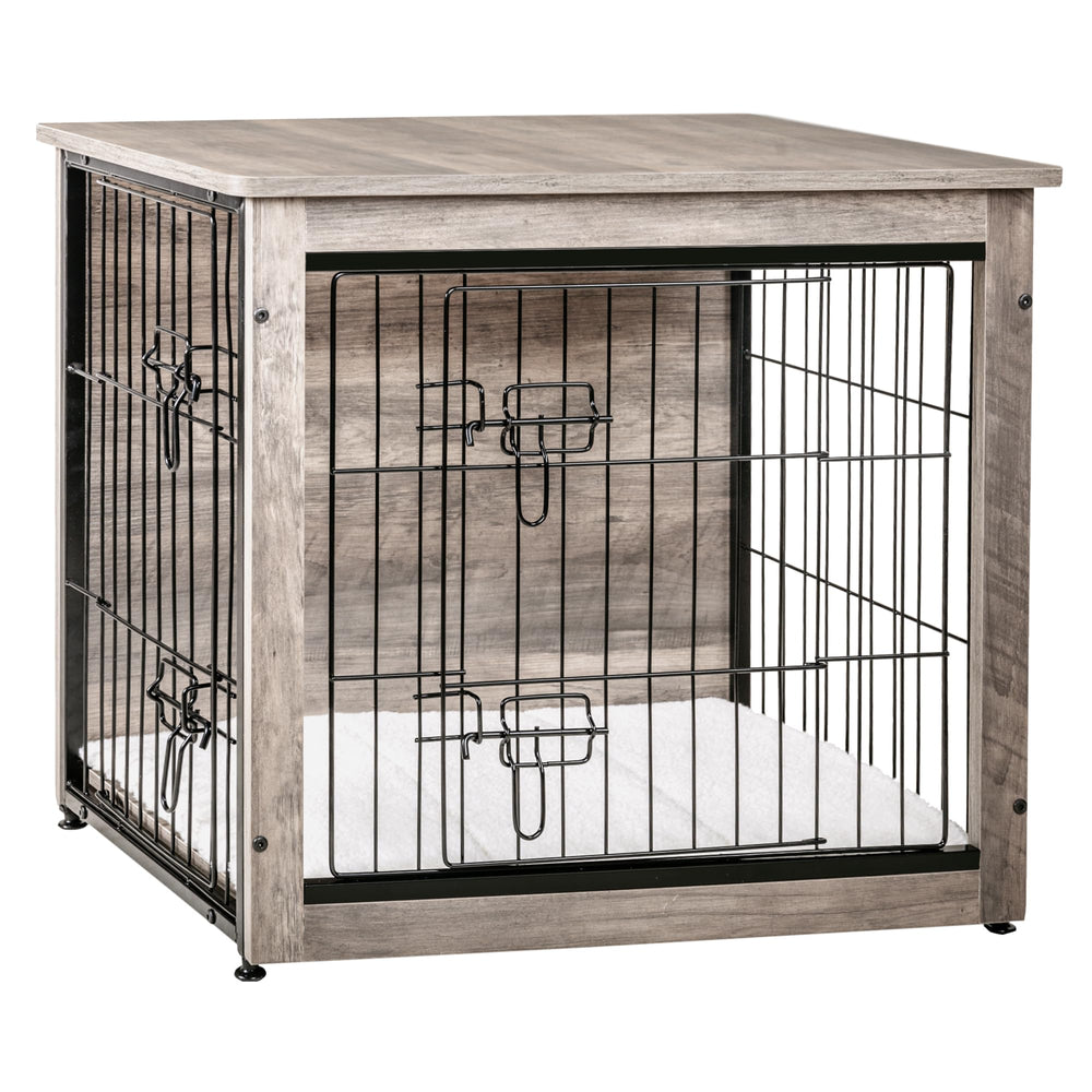 Dwanton dog crate furniture with double doors showcases sturdy wooden frame for easy access