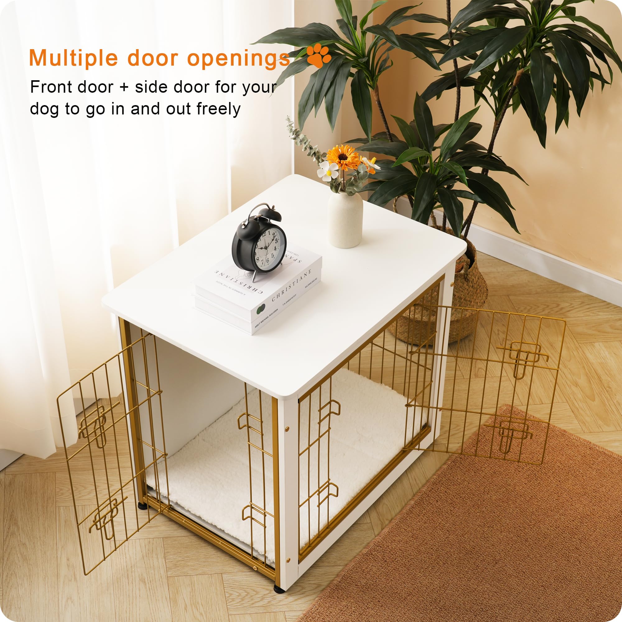 Dwanton dog crate furniture double doors facilitate easy entry and exit for pets