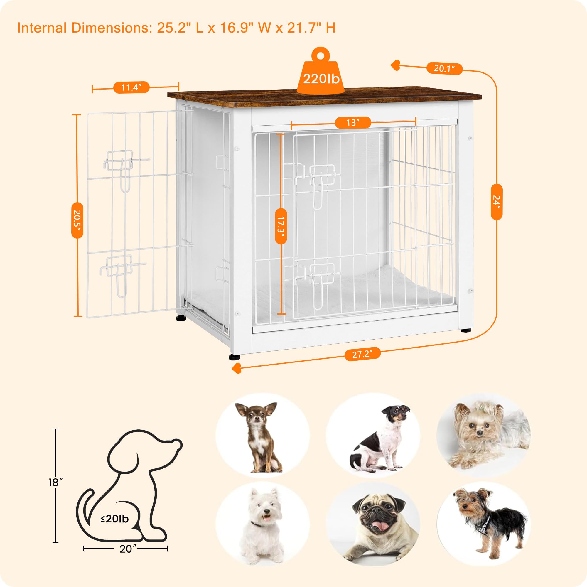 Dwanton dog crate side table top shows off decor while housing your pet.