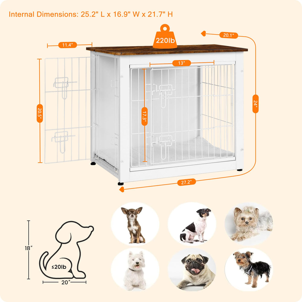Dwanton dog crate side table top shows off decor while housing your pet.