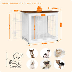 Dwanton dog crate side table top shows off decor while housing your pet.