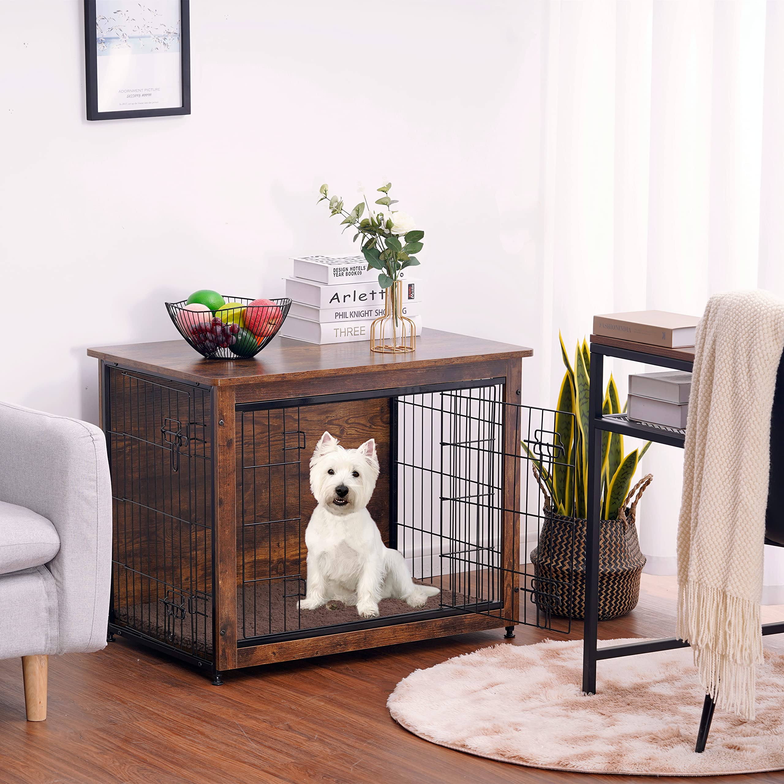 Dwanton crate furniture top surface shown with decor, turning crate into a functional side table.