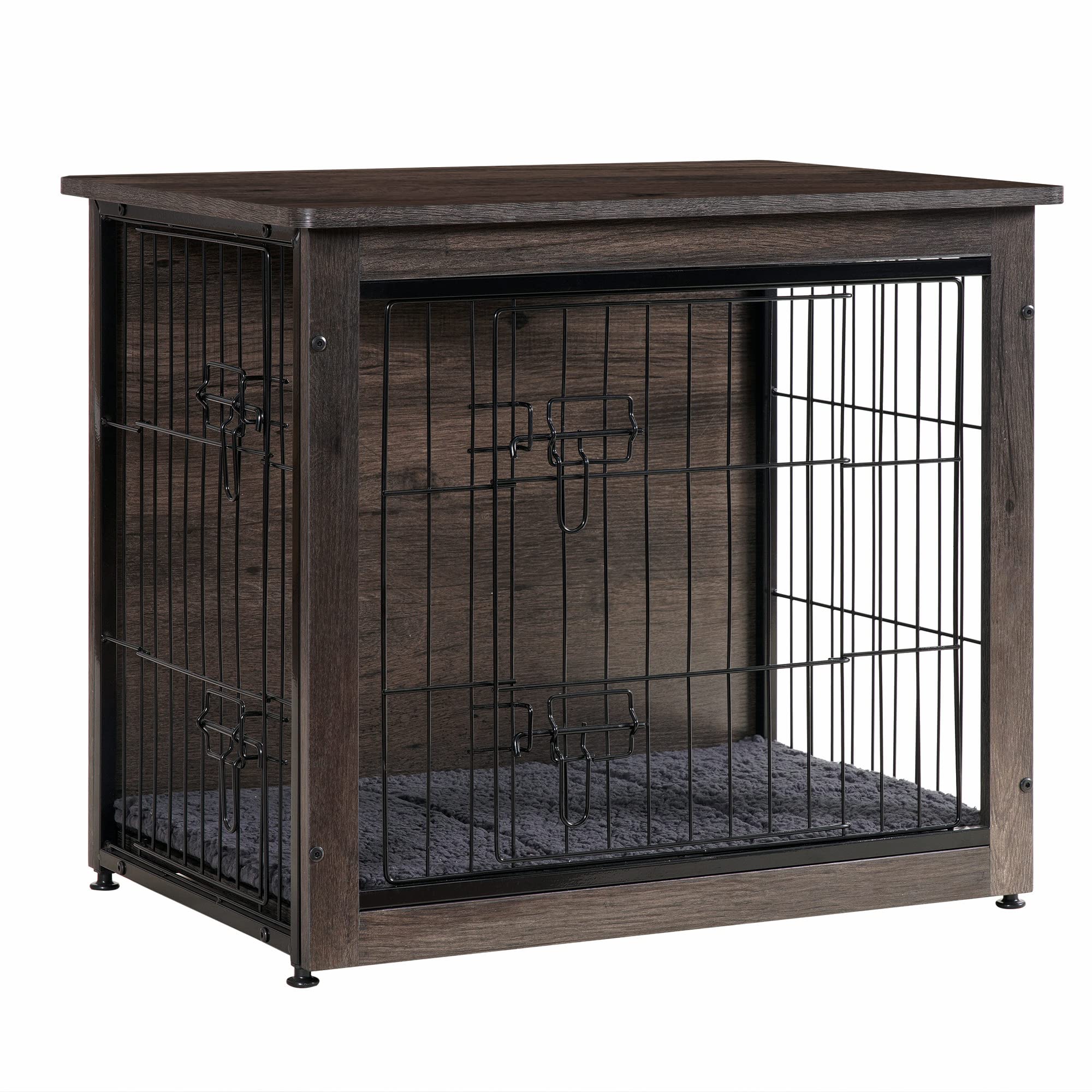 Dwanton dog crate furniture with cushion offers a cozy, safe resting space for dogs.