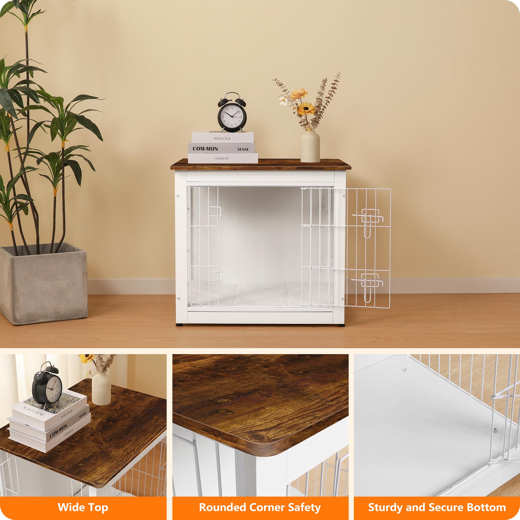 Dwanton dog crate wooden bottom support prevents jamming and keeps surfaces level.