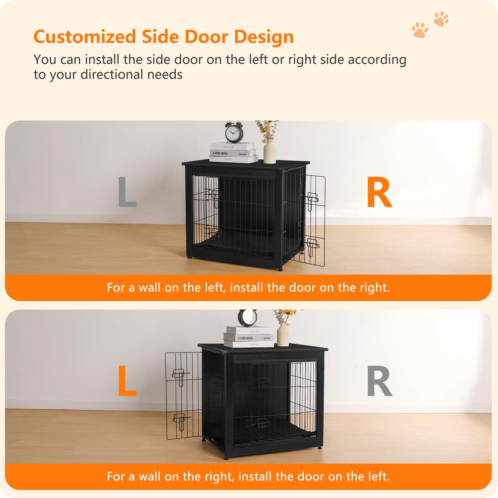 Dwanton dog crate wooden frame highlights sturdy construction.
