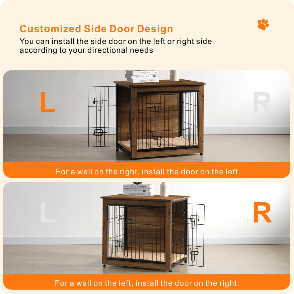 Dwanton indoor dog house in warm brown blends with home interiors
