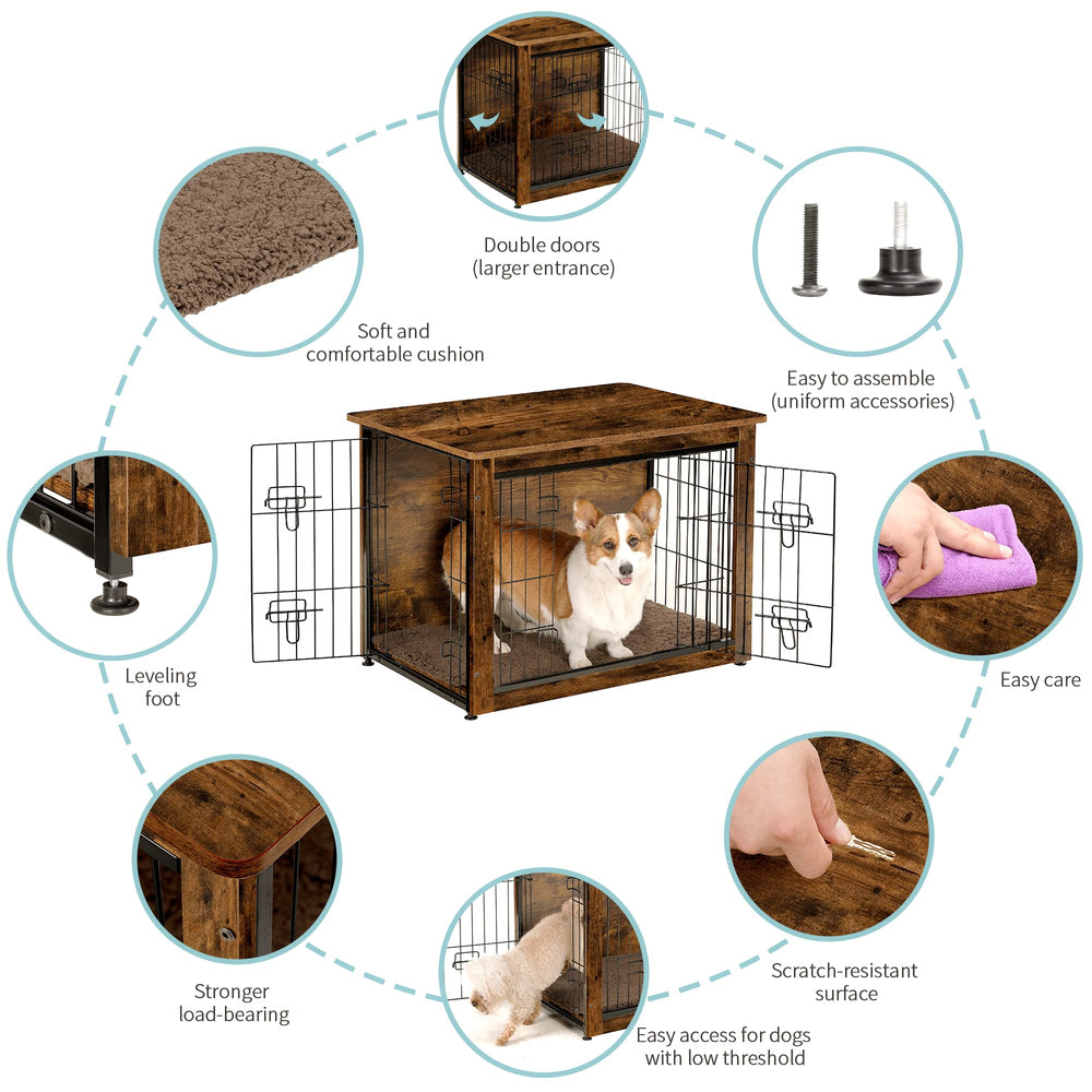 Dwanton kennel table rustic brown top adds décor-friendly surface and storage