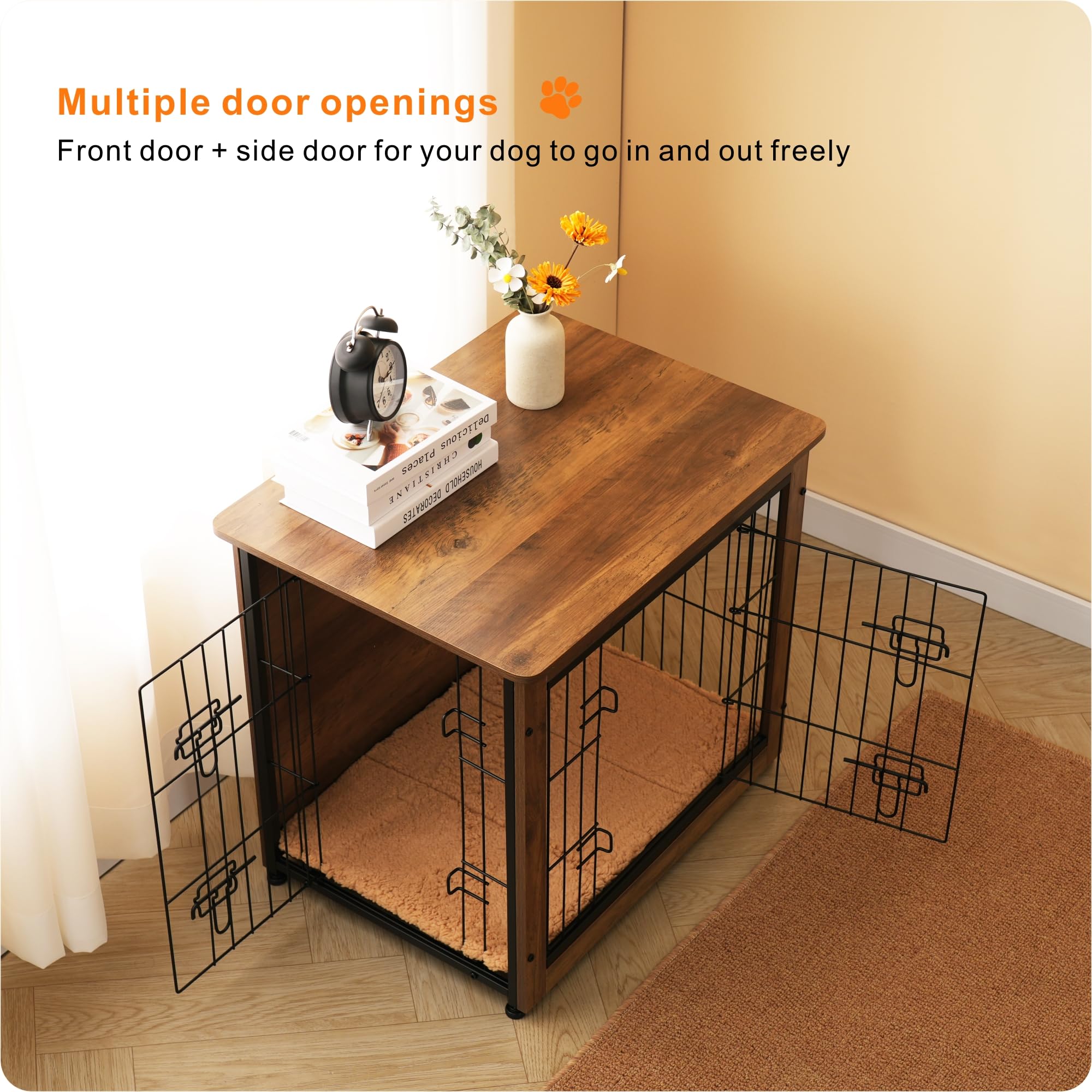 Dwanton kennel table top with decor showcasing multipurpose design as a stylish side table
