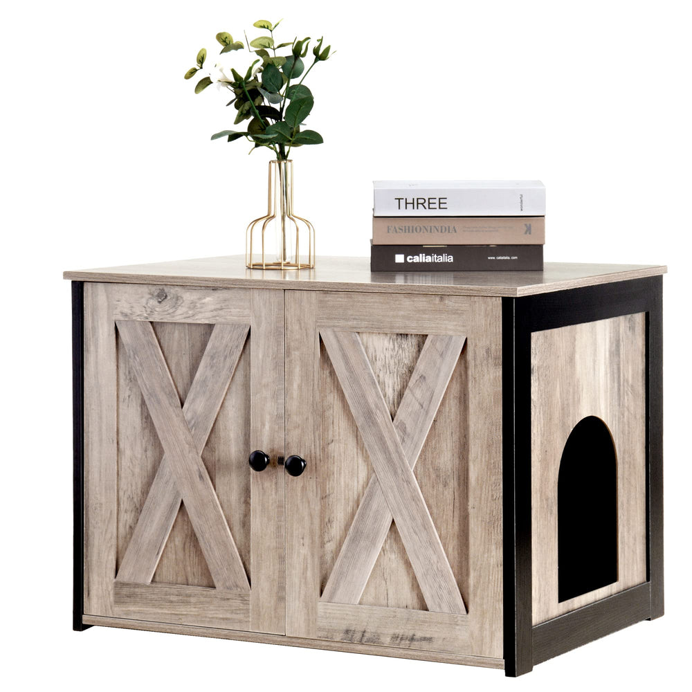 Dwanton cat house function – offers cozy hideaway while keeping litter hidden.