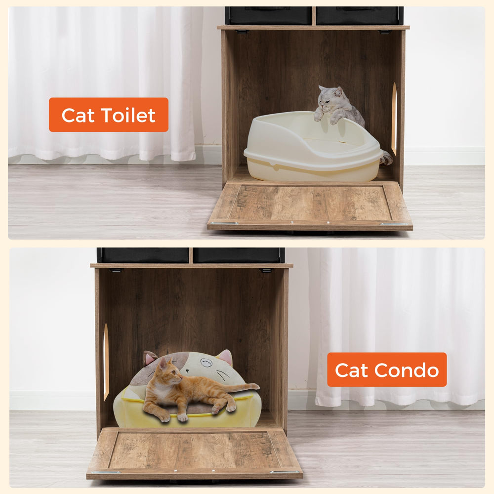 Dwanton litter box enclosure greige design emphasizes modern aesthetics and versatility