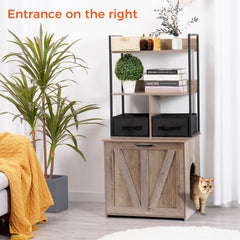 Dwanton litter box enclosure side view highlights compact footprint for small spaces