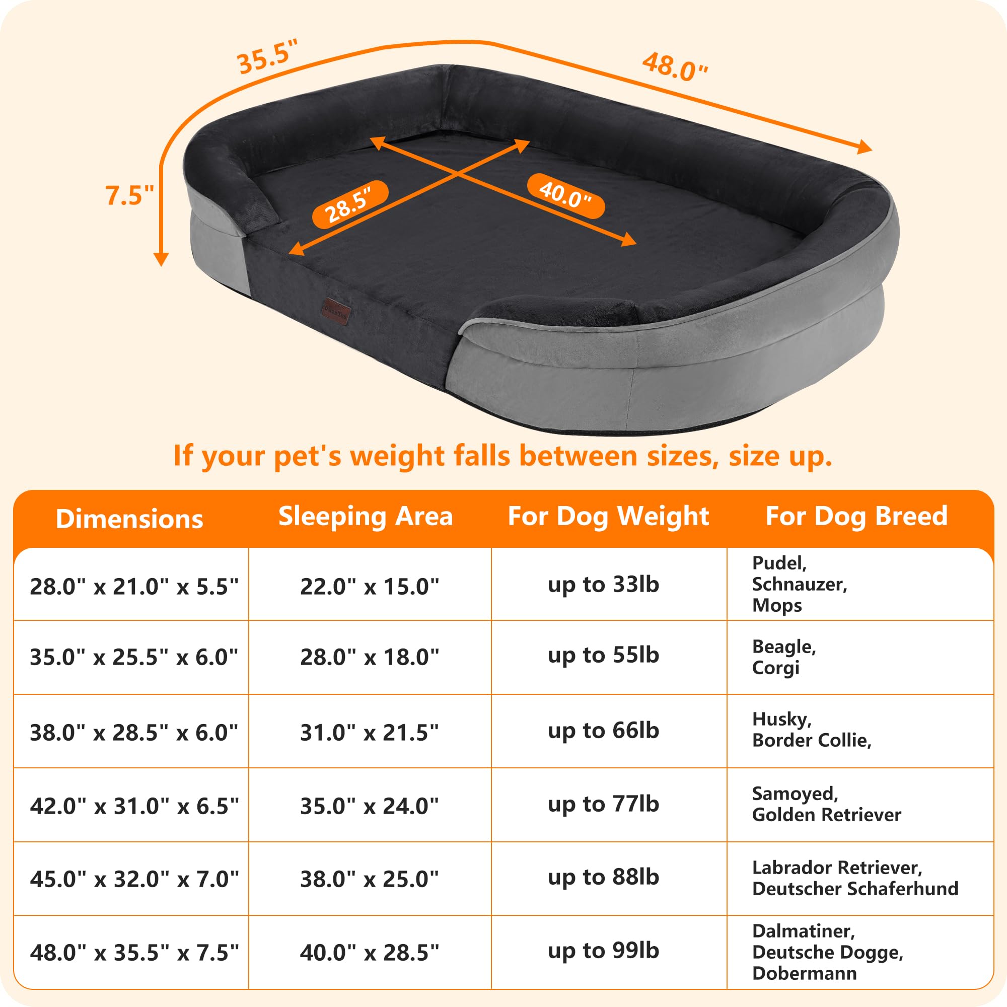 Dwanton bed removable cover detail highlights machine-washable convenience and low-temperature drying