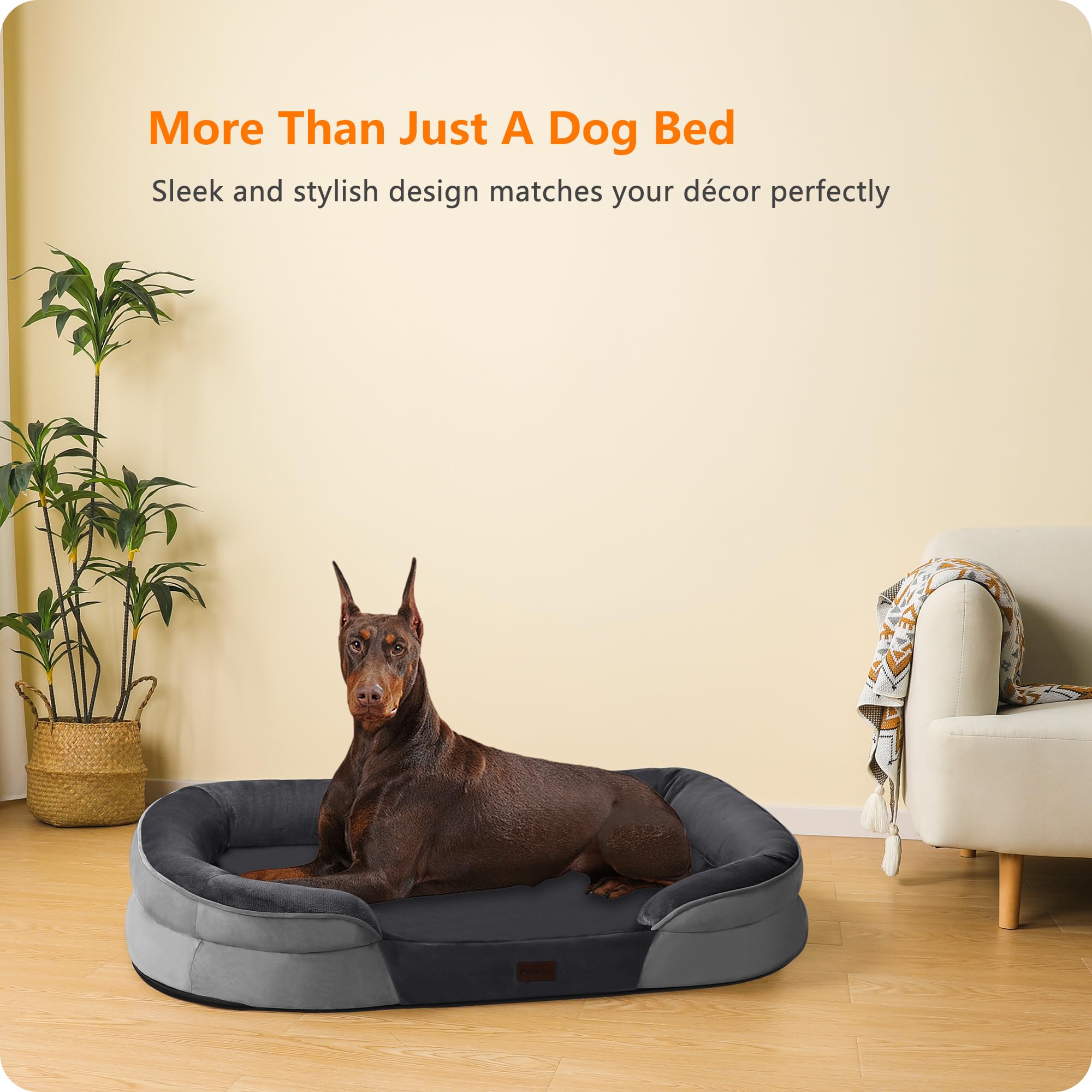 Dwanton bed soft flannel material close-up emphasizes cozy, pet-friendly relaxation