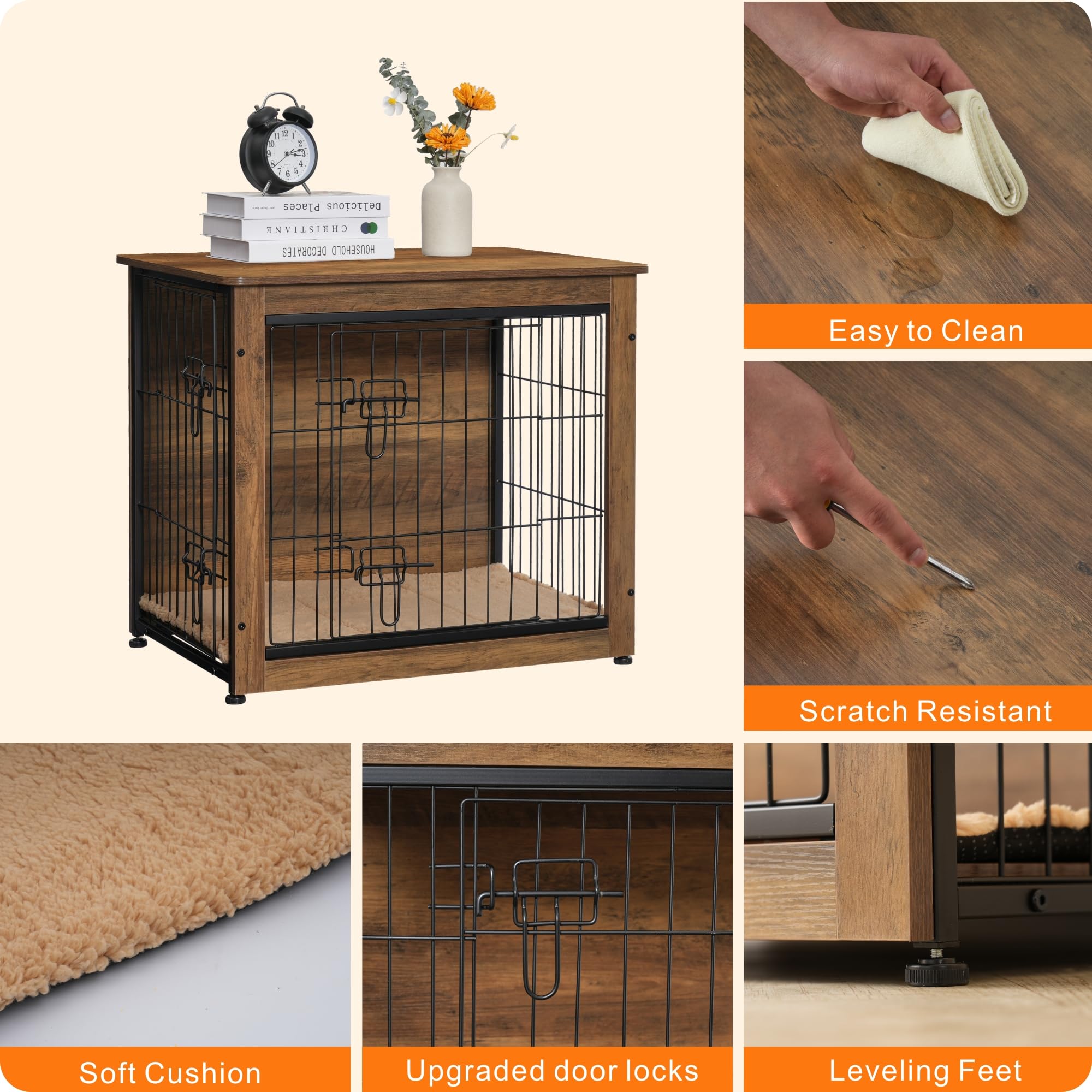 Dwanton pet furniture wooden frame offers sturdy, chew-resistant construction for lasting use