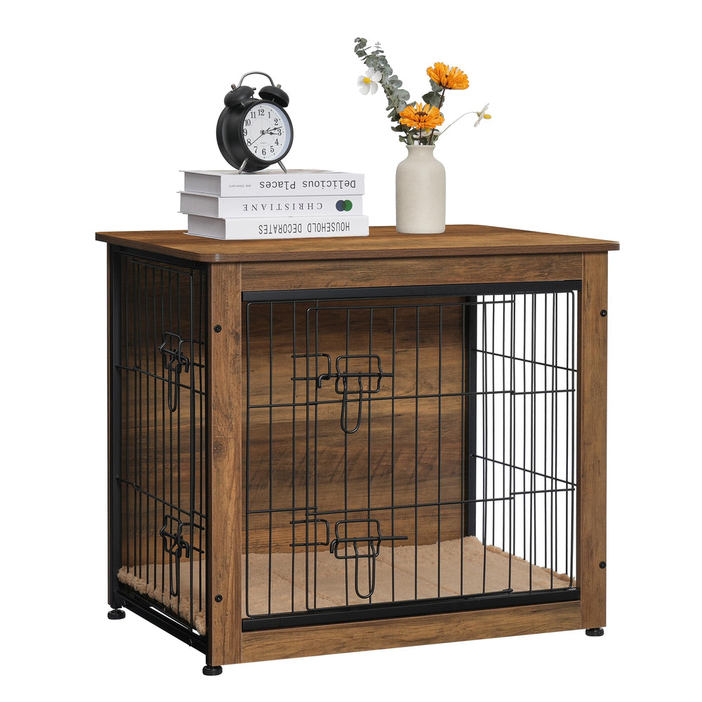 Dwanton safe rest space helps dogs relax in a compact wooden kennel