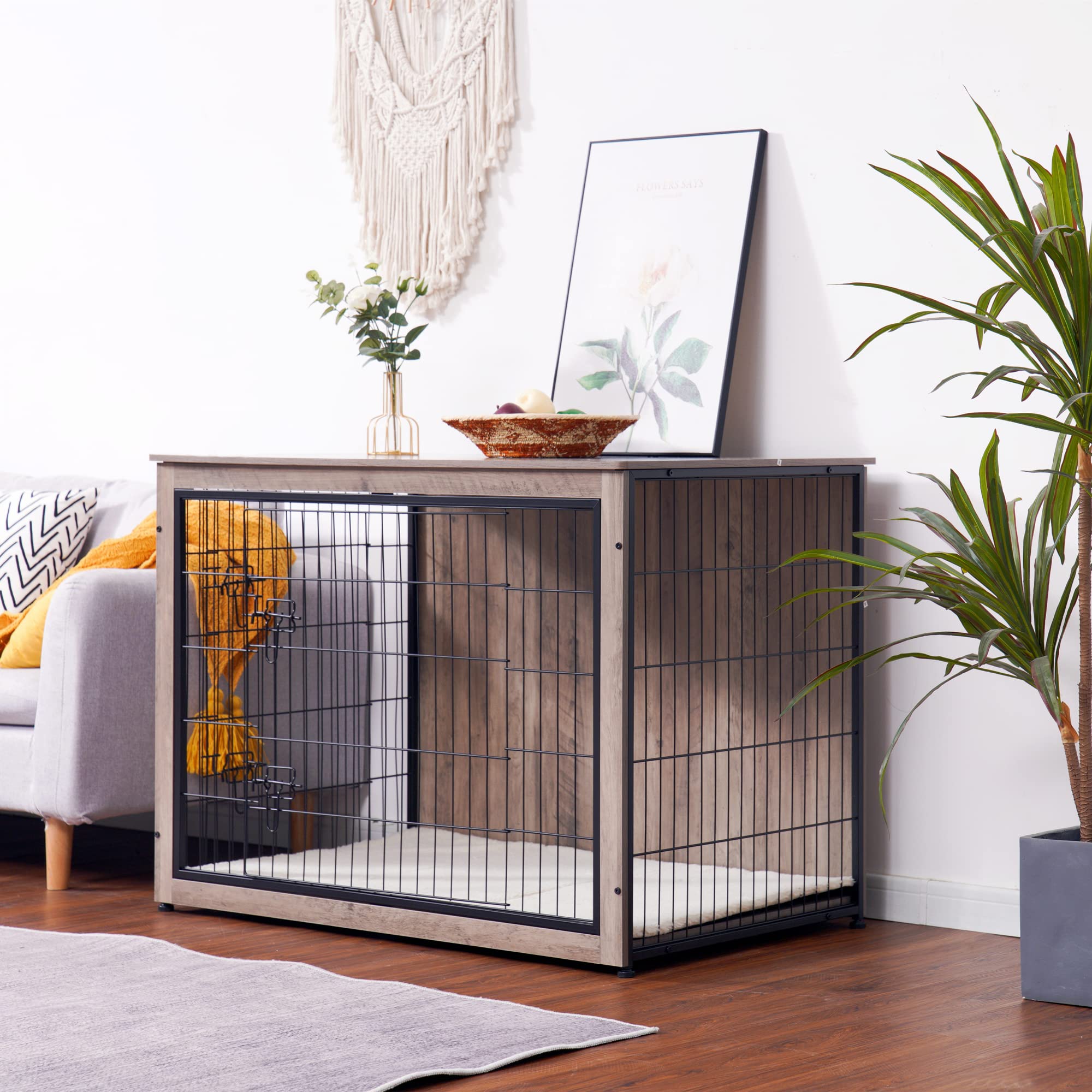 Dwanton wooden pet house interior highlights spacious crate design