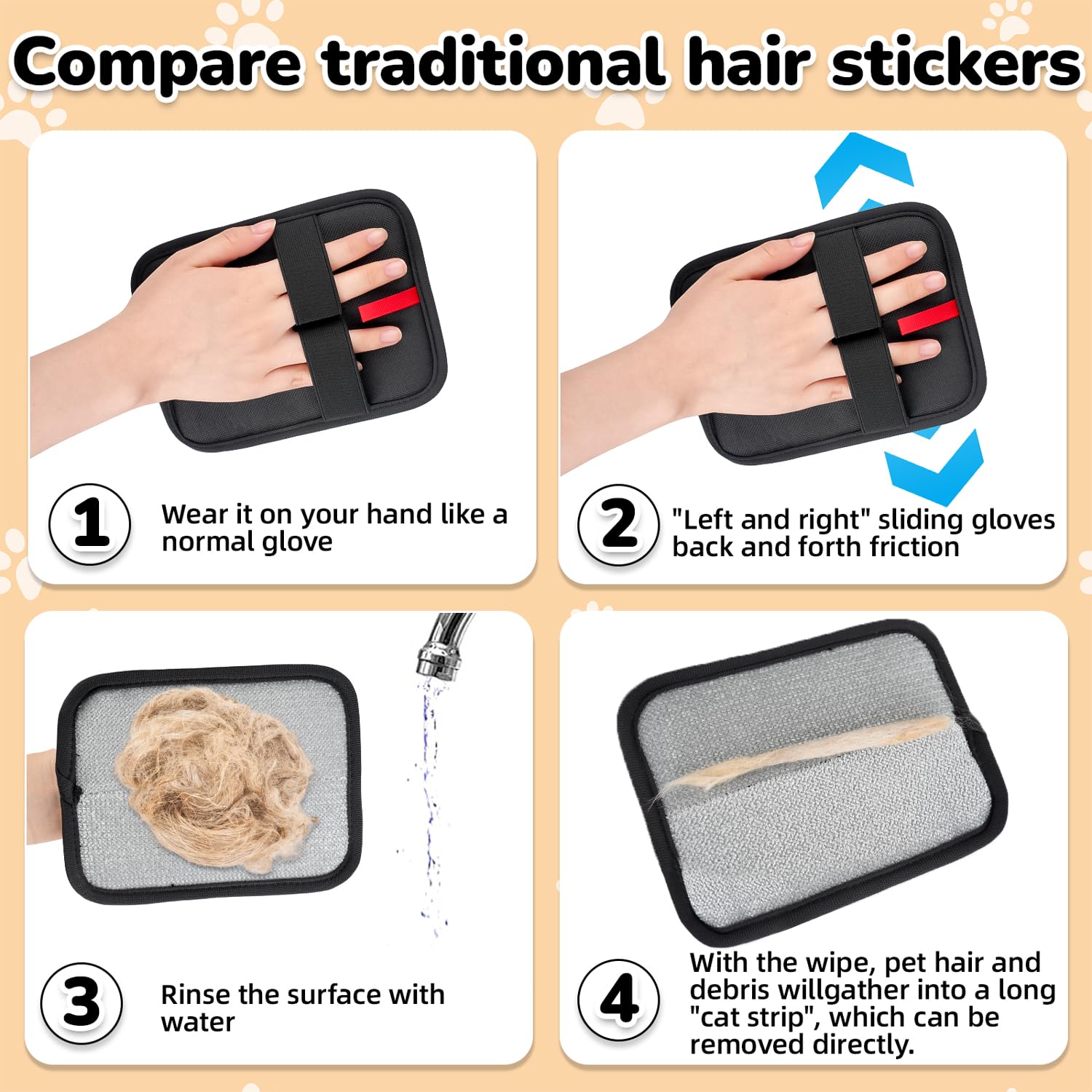 DWJDWJ pet hair remover glove highlights electrostatic technology.