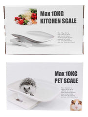 DWSFADA digital pet scale with a small pet on the tray illustrates precise weight tracking.