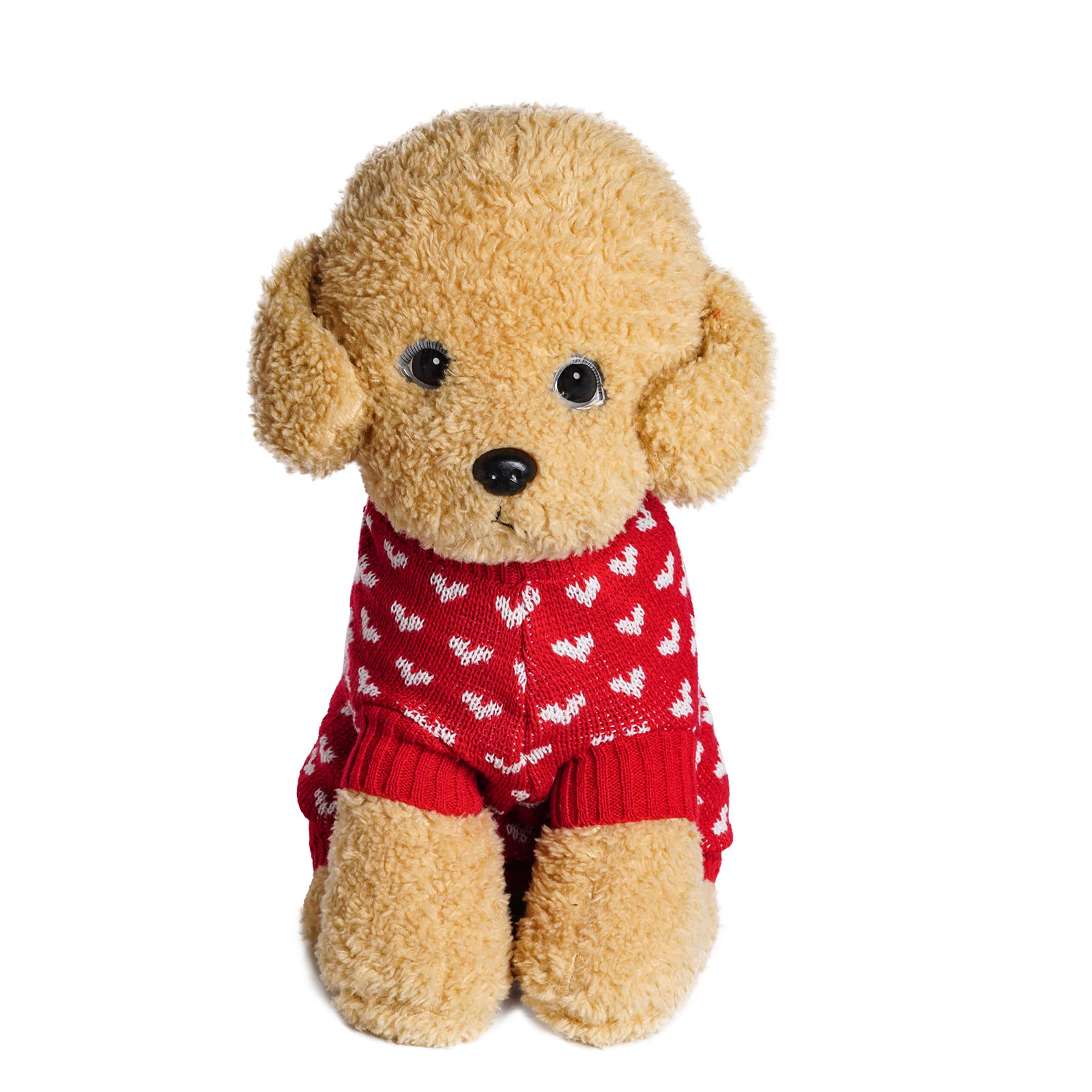 Dxhycc dog heart sweater worn on a dog demonstrates easy pullover dressing.