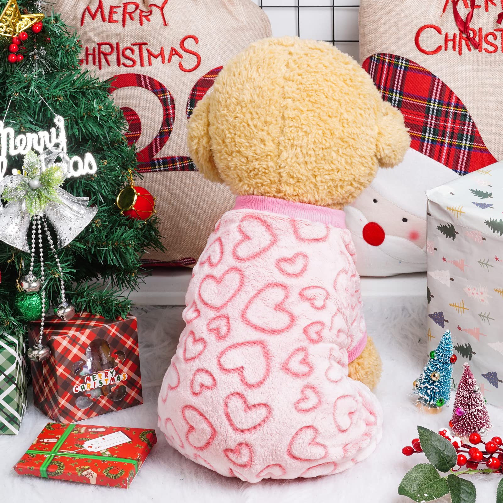 Dxhycc fleece dog pajamas holiday design for festive pet photos