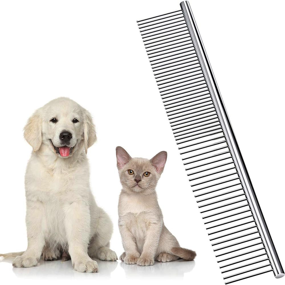 Dxlam dog comb angled view demonstrates a sturdy grooming tool for smooth grooming sessions.