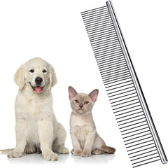 Dxlam dog comb angled view demonstrates a sturdy grooming tool for smooth grooming sessions.