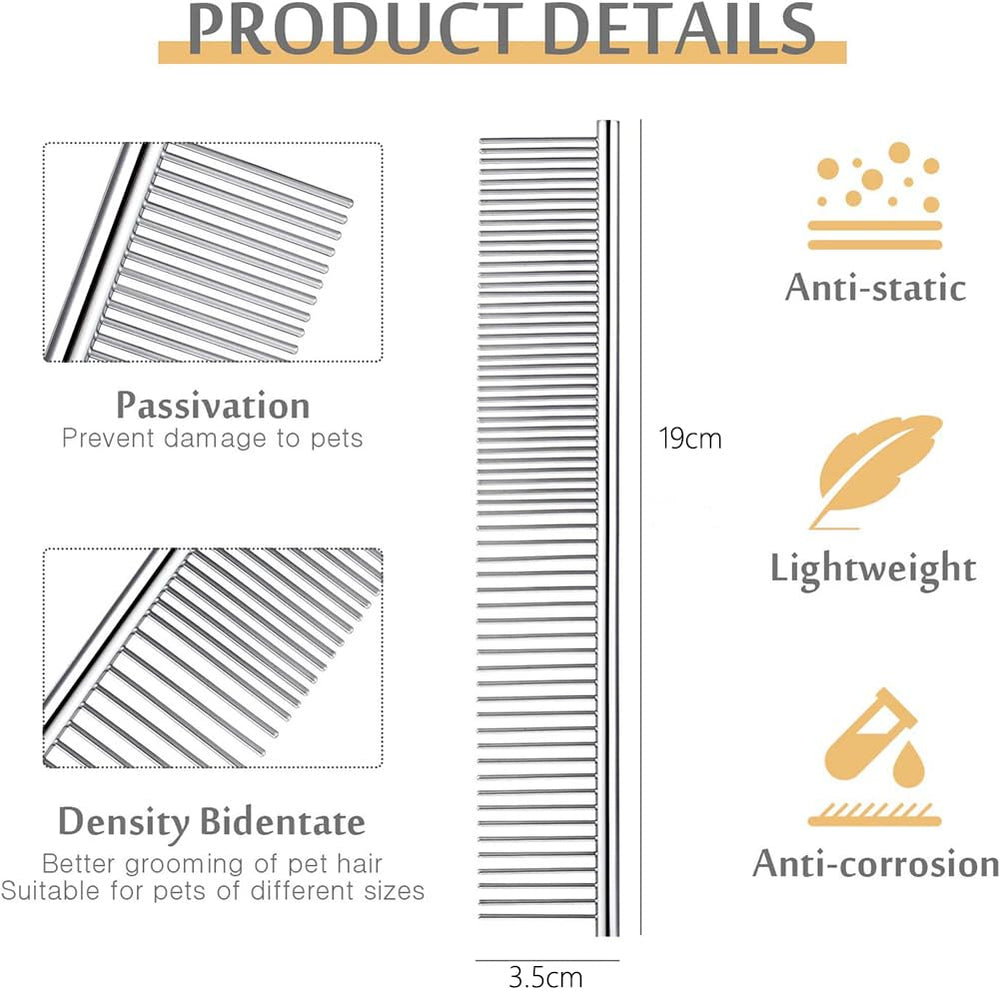Dxlam dog comb teeth close-up highlights rounded tips that glide through fur safely.