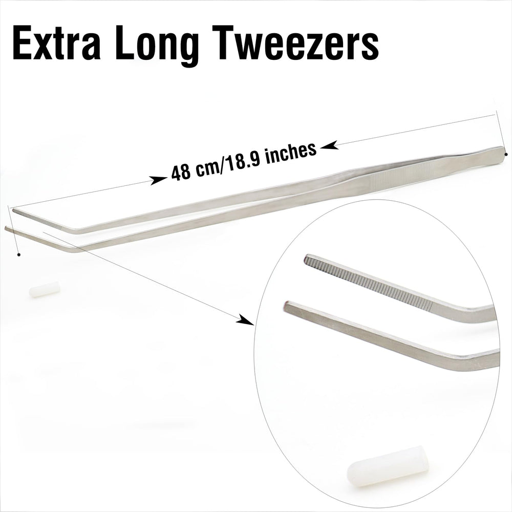 DXOBAY curved SUS304 stainless-steel tweezers highlighting rust resistance in saltwater tanks