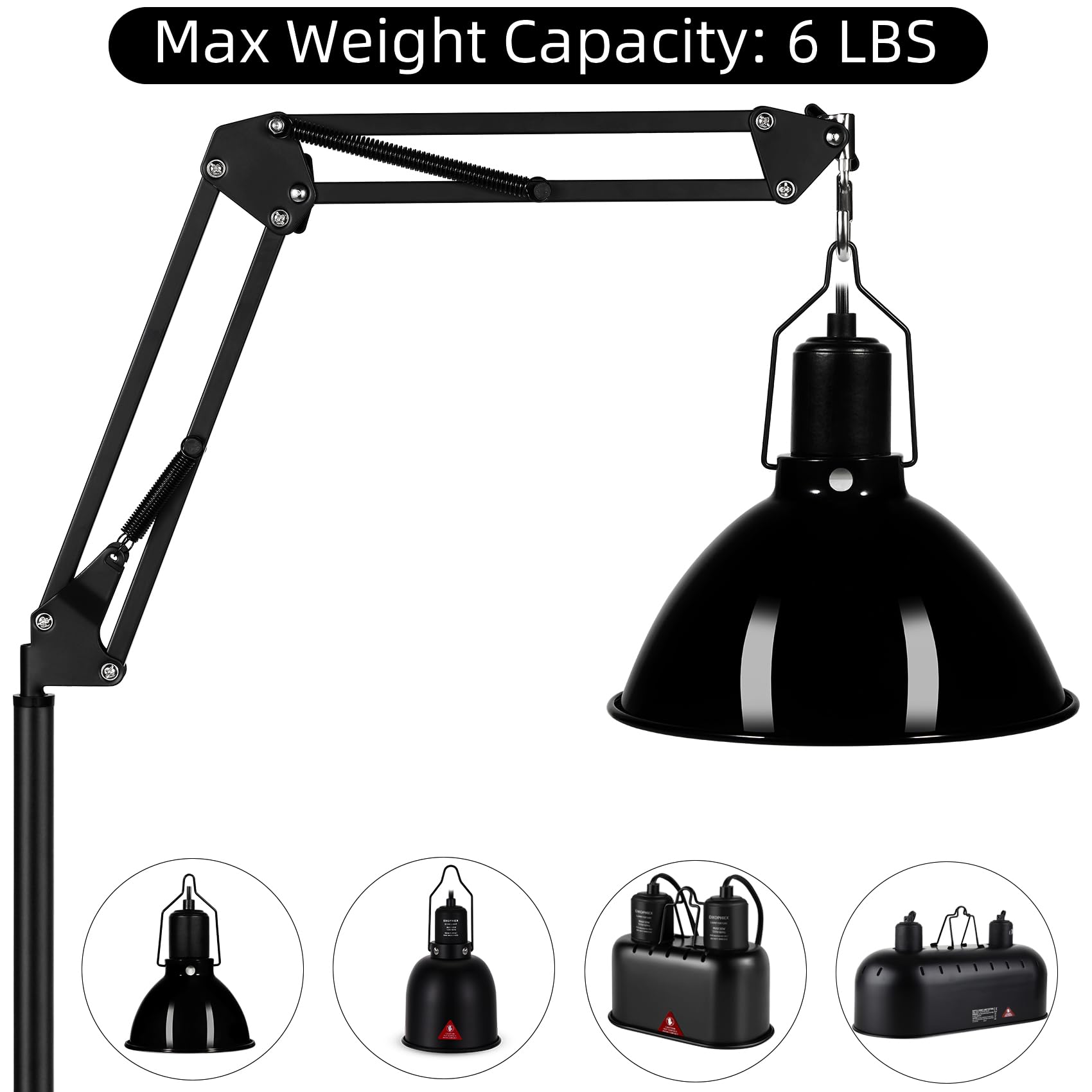 DXOPHIEX heat lamp stand features 360-degree rotation for targeted lighting.