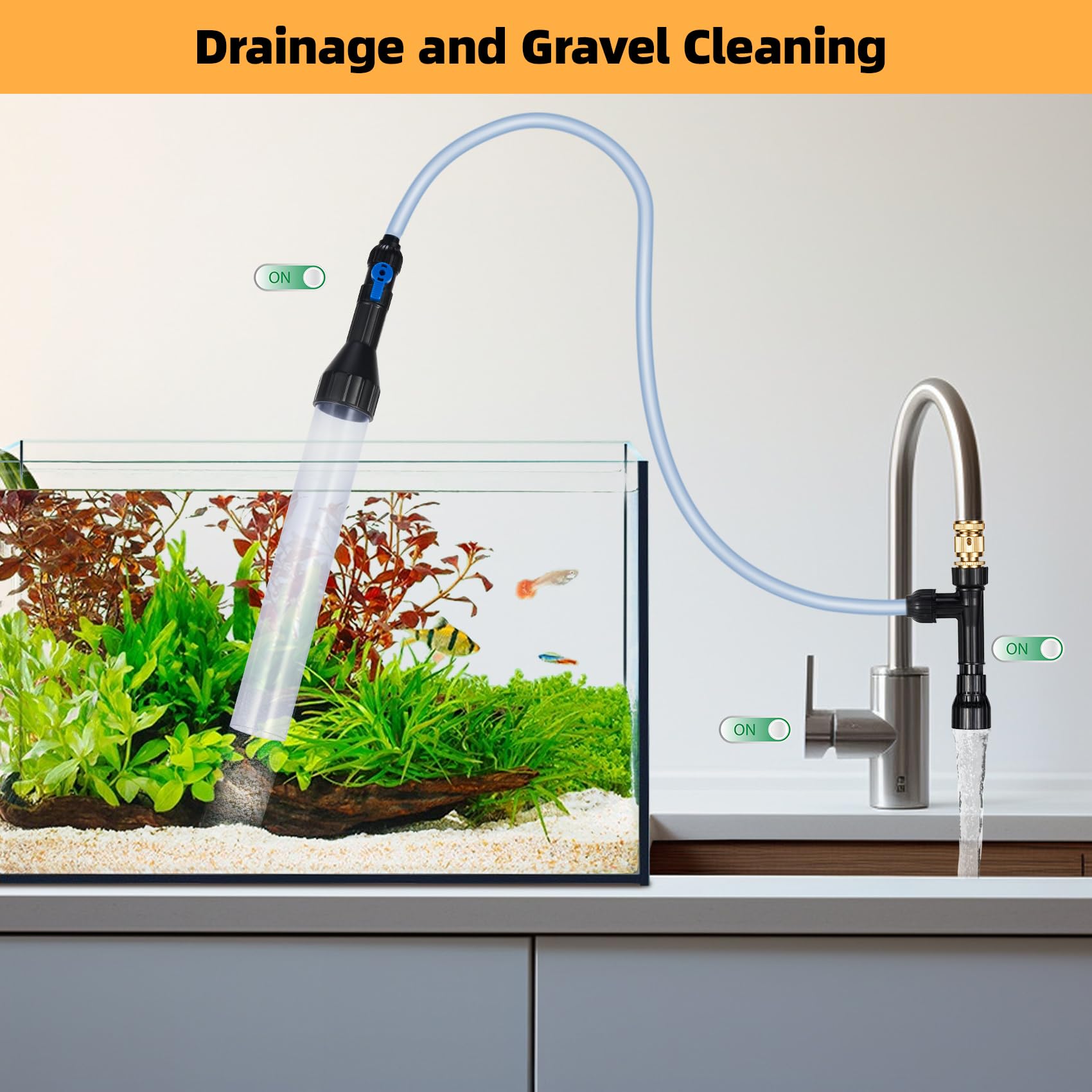 DXOPHIEX 19-inch gravel cleaning tube – deep reach for bottom debris and waste.