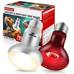 DXOPHIEX 2-pack 75W reptile heat lamp bulbs for basking warmth and natural day-night variation