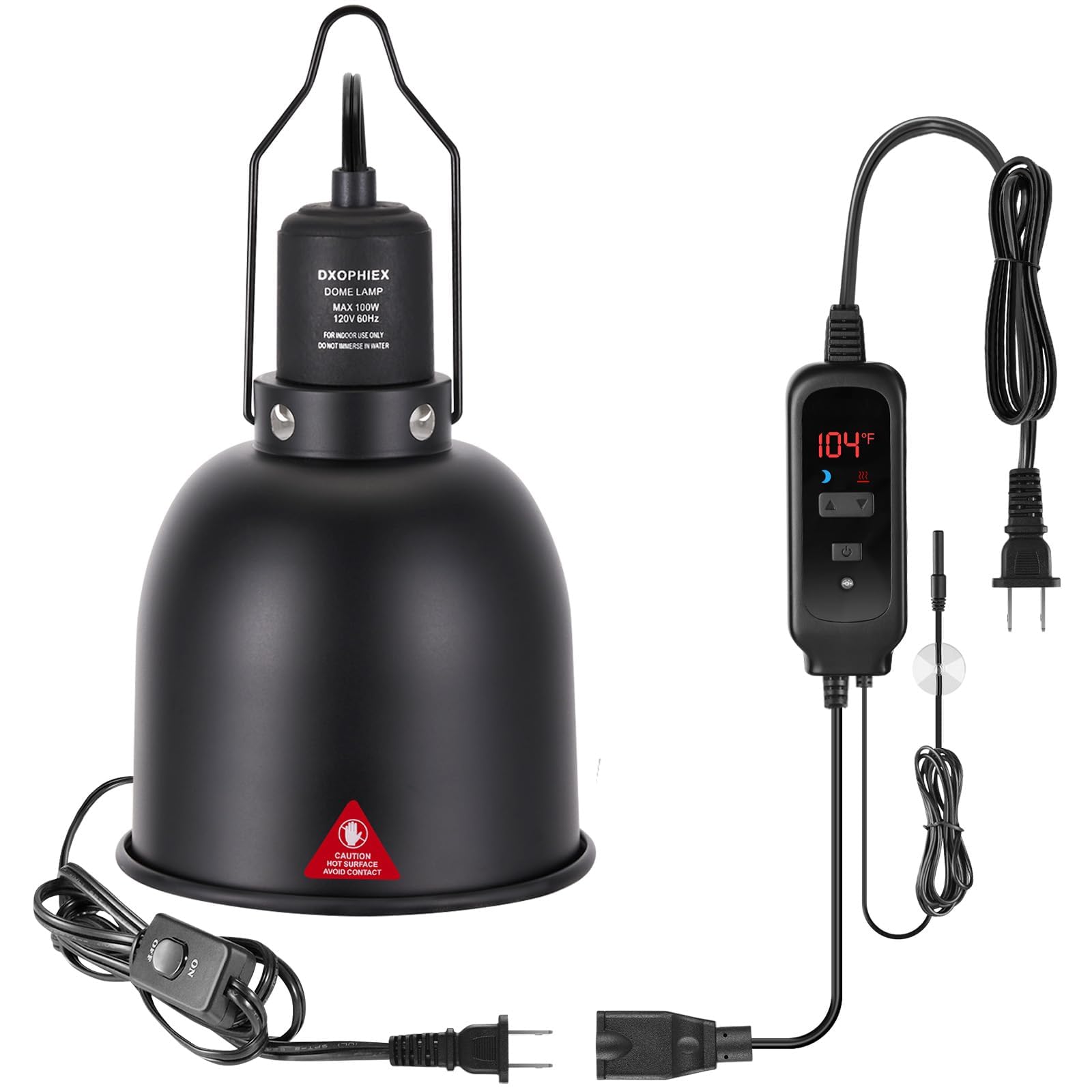 DXOPHIEX 5.5 inch heat lamp dome provides focused warmth for basking zones.