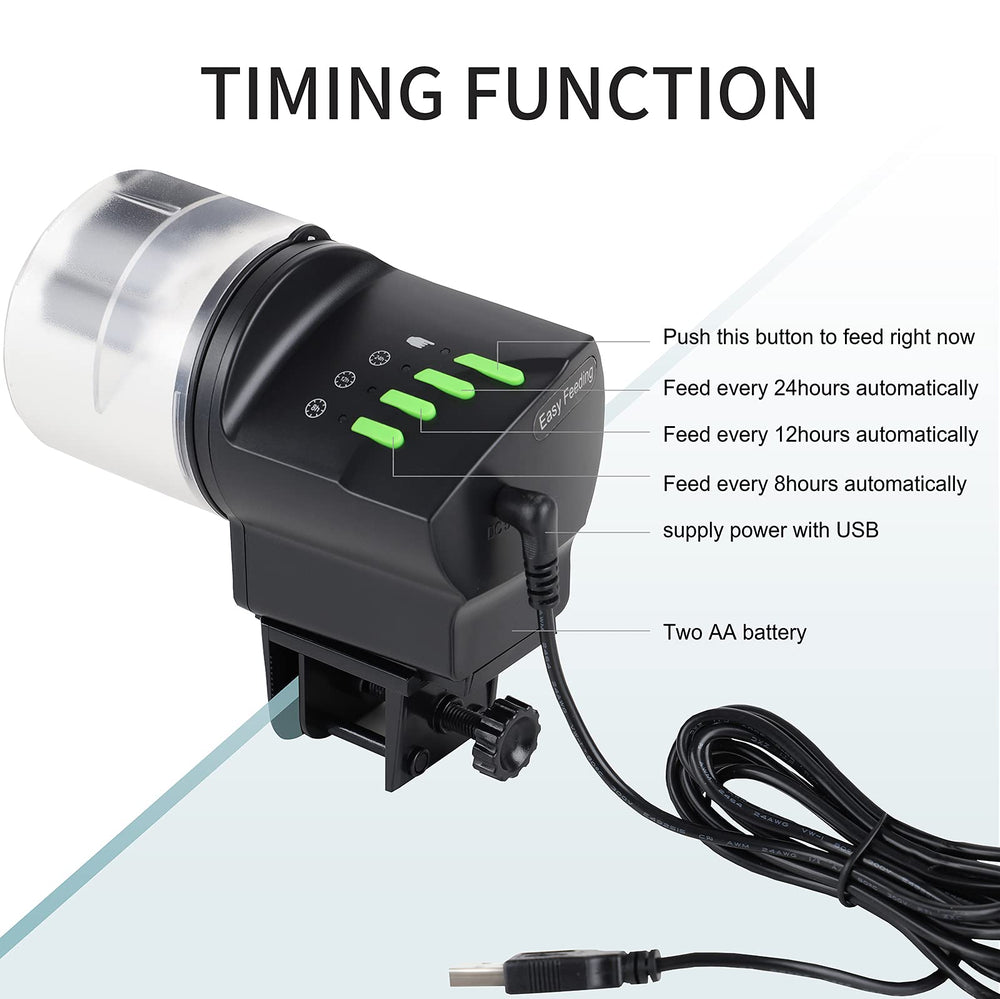 DXOPHIEX automatic fish feeder power options for reliable feeding.