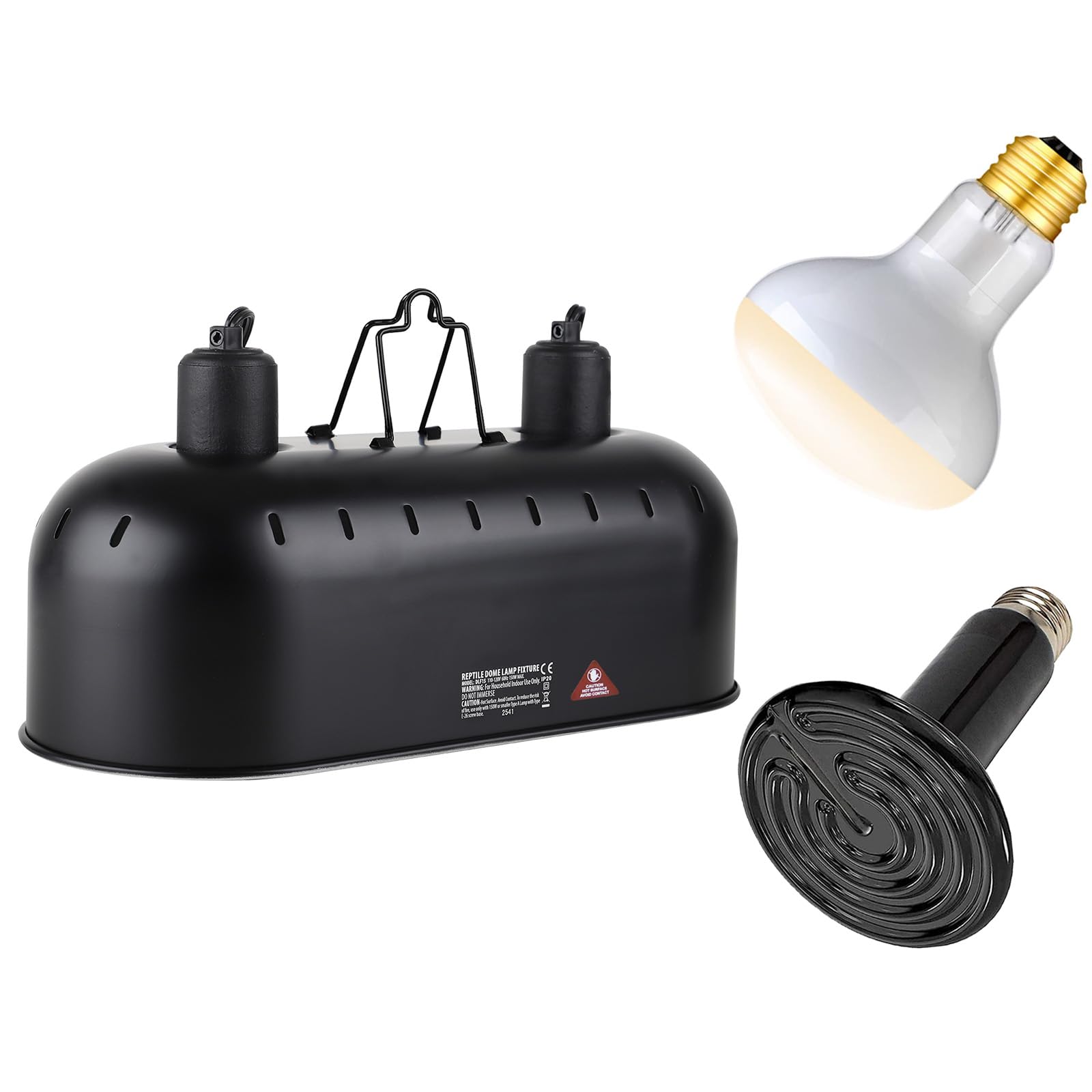 DXOPHIEX dual reptile light fixture assembly shows two lamps for customizable day-night habitat