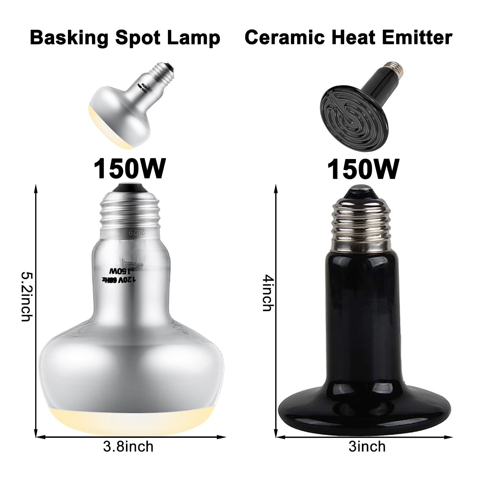 DXOPHIEX dual reptile light fixture with ceramic heat-emitter delivering steady heat