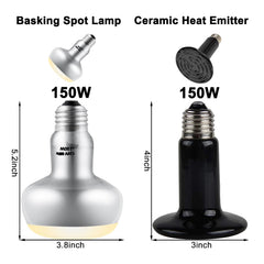 DXOPHIEX dual reptile light fixture with ceramic heat-emitter delivering steady heat