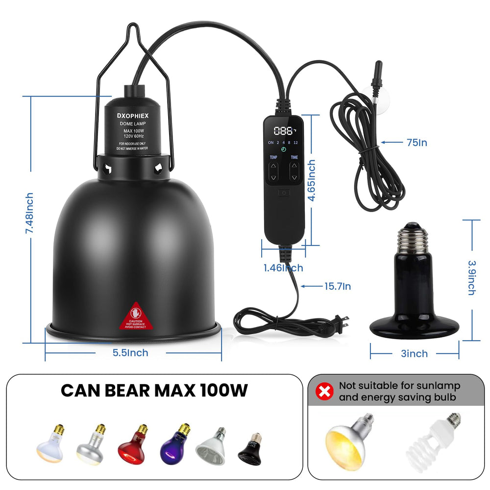 DXOPHIEX E26 ceramic head compatibility supports versatile reptile heating setups.