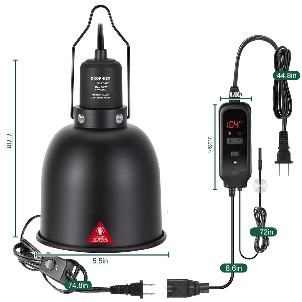 DXOPHIEX ETL-certified reptile heat lamp ensures safe operation and reliability.