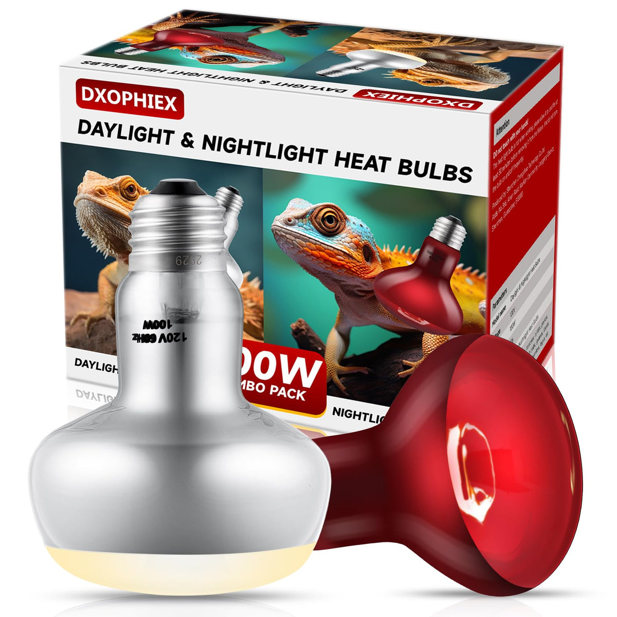 DXOPHIEX lámpara calentadora infrarroja 100W para reptiles, calor suave para el hábitat