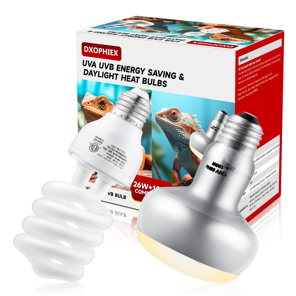 DXOPHIEX reptile heat lamp glows for daytime basking and healthy appetite support