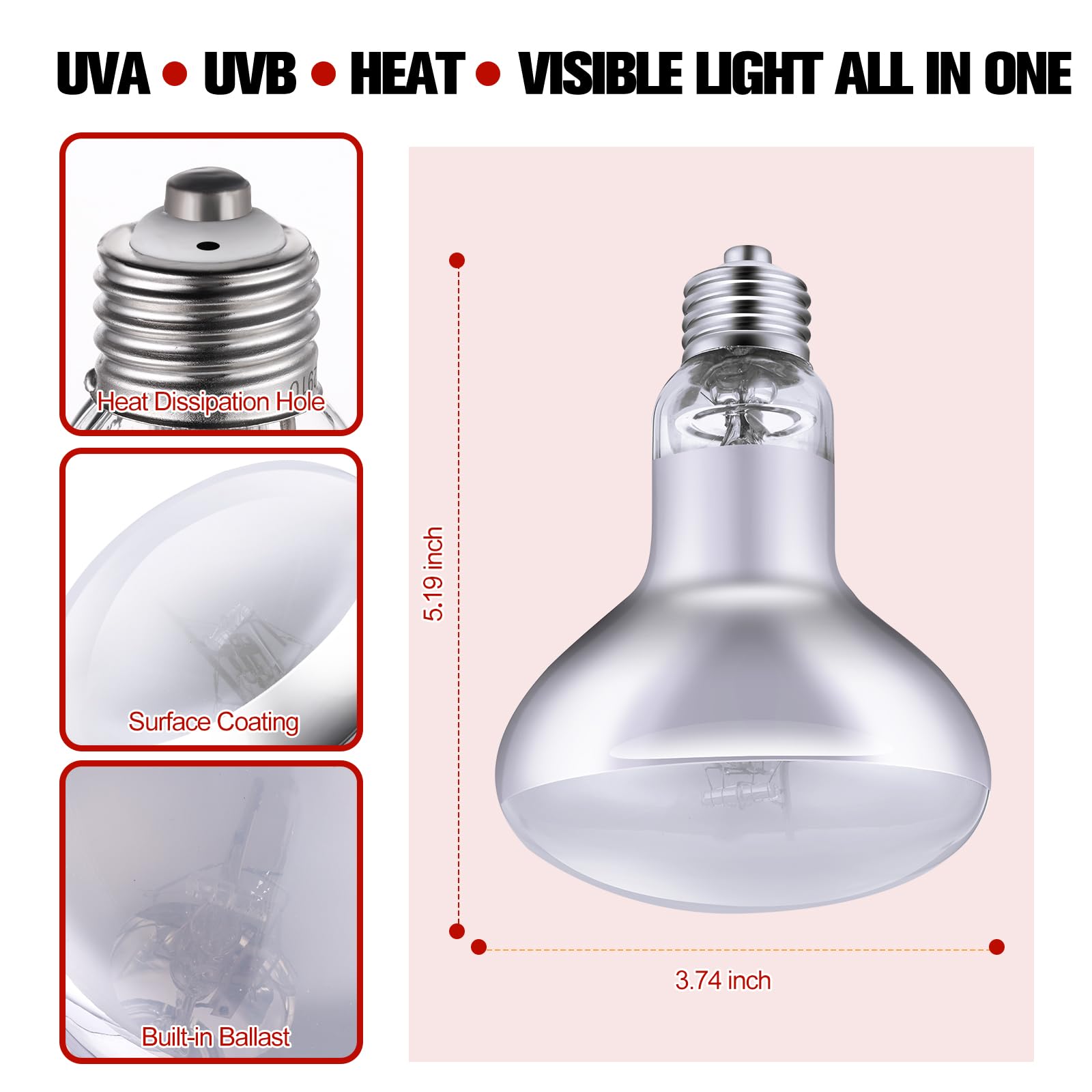 DXOPHIEX reptile lamp dual-wick structure improves brightness and even heat distribution.