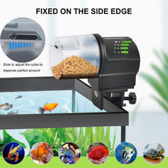 DXOPHIEX WiFi fish feeder app-control view enables remote scheduling and monitoring.