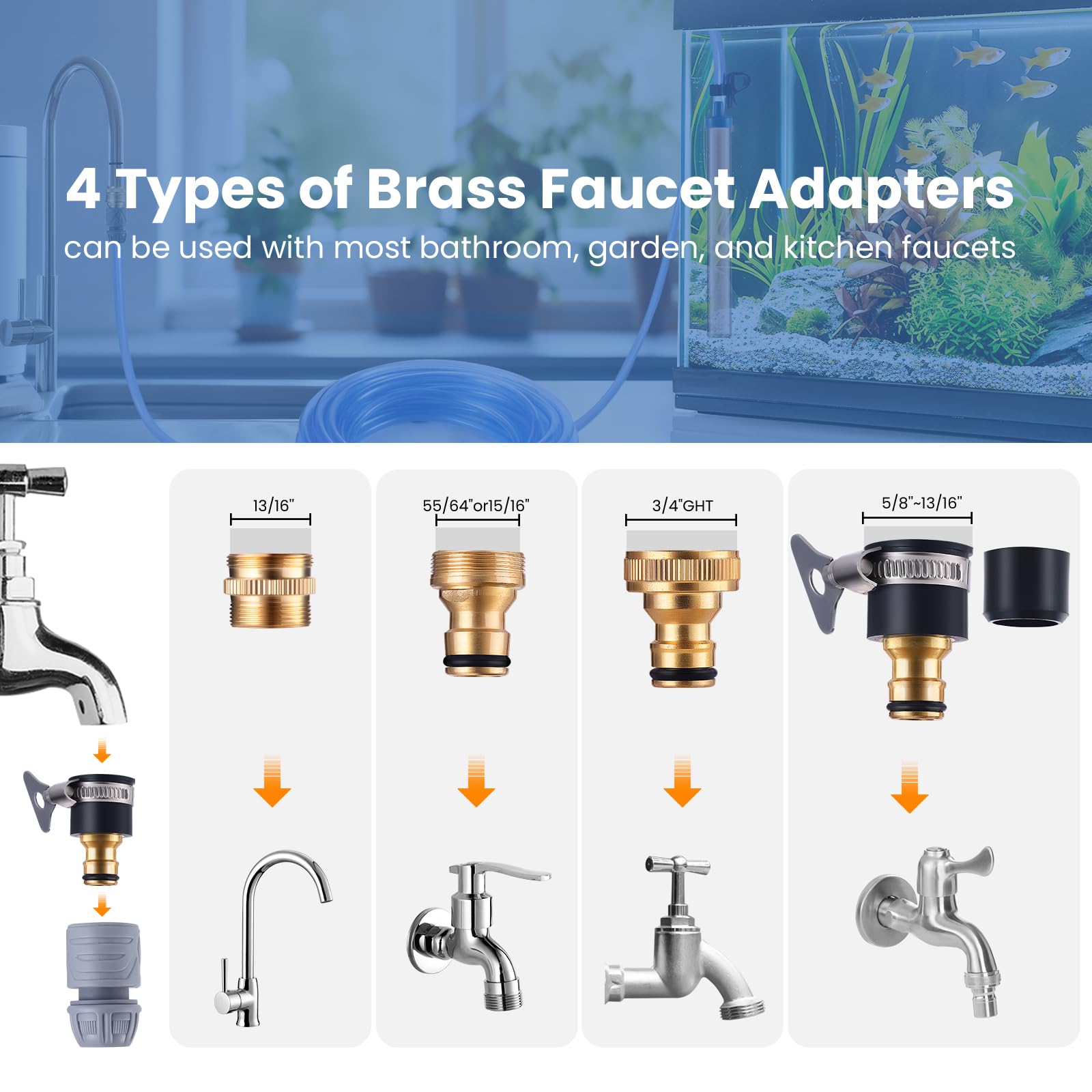 DXOVEEN brass faucet adapters set demonstrates versatile faucet compatibility