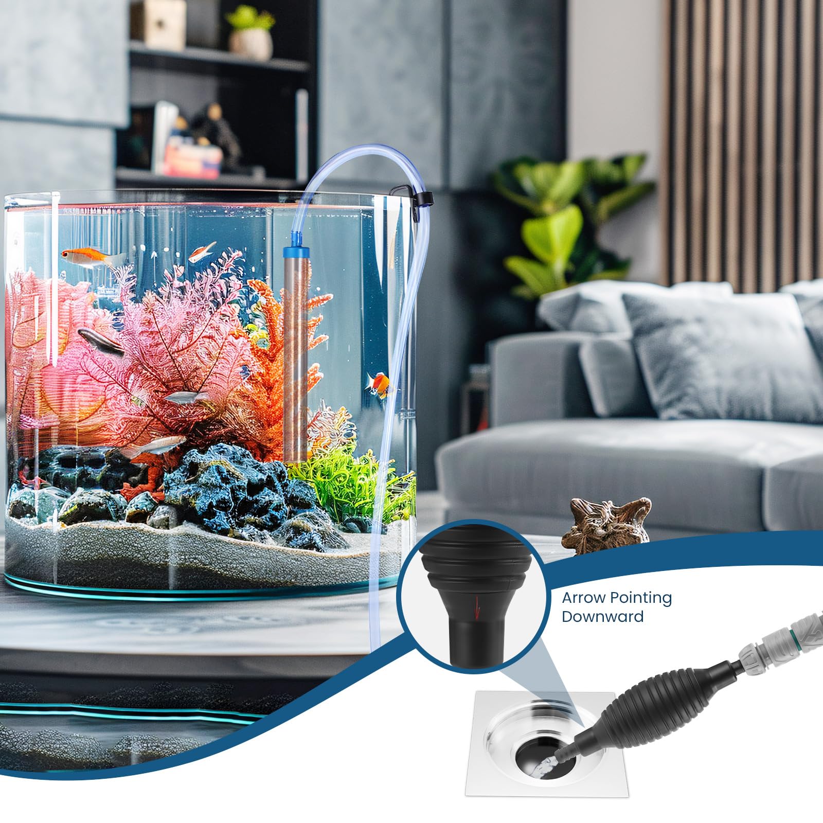 DXOVEEN 12-inch gravel tube with filter screen minimizes strong flow disruption